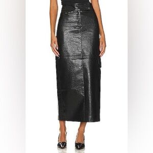 NWT LPA Black Faux Leather High-Waist Maxi Skirt